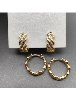 Серьги линии без фианитов, 15.5*5.5 мм, позолота