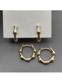 Серьги кольца бамбук, 15*3 мм, позолота