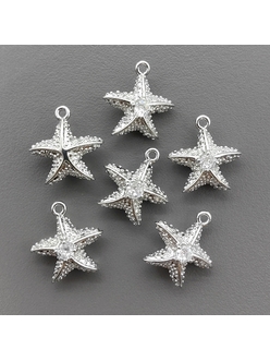 Подвеска Морская Звезда с фианитом, 14*13 мм, родий