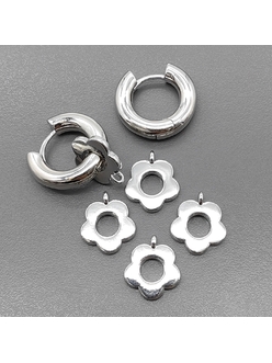 Подвеска бейл Цветок, 14*12 мм, родий