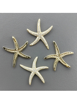 Подвеска Морская звезда с фианитами, 24*20 мм, позолота