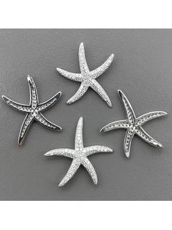 Подвеска Морская звезда с фианитами, 24*20 мм, родий