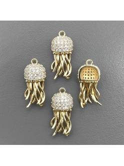 Подвеска Медуза с фианитами, 22*10 мм, позолота