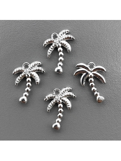 Подвеска Пальма с фианитом, 16 мм, родий