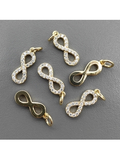 Подвеска Бесконечность с фианитами, 15*5 мм, позолота