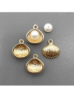 Подвеска ракушка, 13*12 мм, позолота