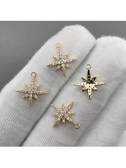 Подвеска Звезда с фианитами, 15*13 мм, позолота