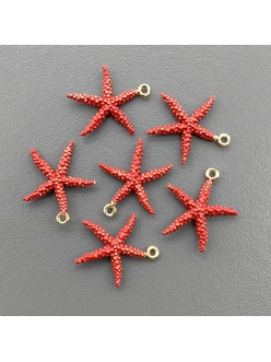 Подвеска Звезда с красной эмалью, 15*14 мм, позолота