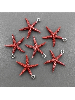 Подвеска Звезда с красной эмалью, 15*14 мм, родий