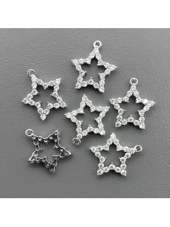 Подвеска Звезда с фианитами, 13.2 мм, родий