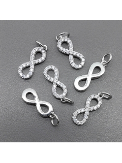 Подвеска Бесконечность с фианитами, 15*5 мм, родий