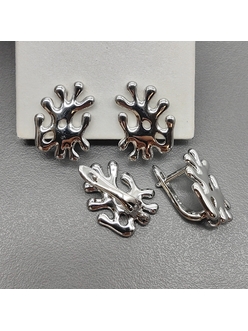 Швензы Коралл без фианитов, 13 мм, родий