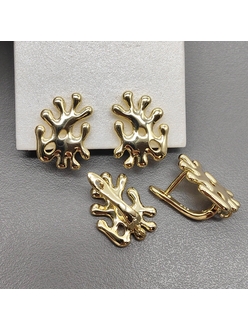 Швензы Коралл без фианитов, 13 мм, позолота