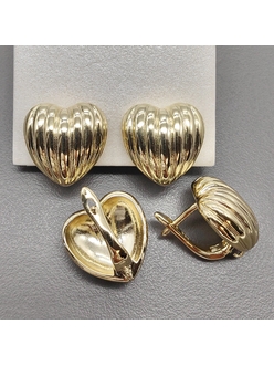 Швензы Сердце линии без фианитов, 16 мм, позолота