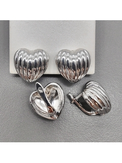 Швензы Сердце линии без фианитов, 16 мм, родий