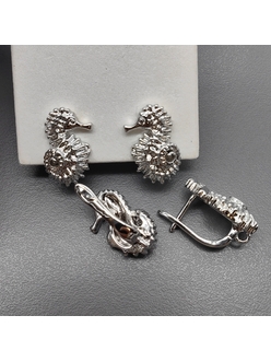 Швензы Морской конек, 17*10 мм, родий