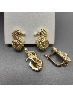 Швензы Морской конек, 17*10 мм, позолота