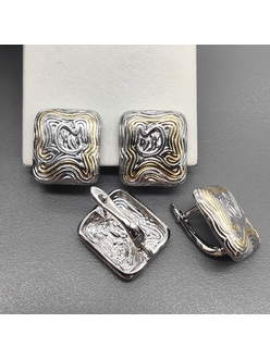 Швензы квадрат без фианитами, 17 мм, биколор