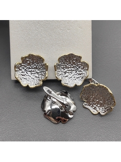 Швензы Цветок без фианитами, 16 мм, биколор