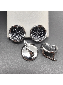 Швензы круг с черной эмалью, 16.5 мм, родий