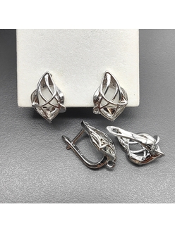 Швензы Огонь без фианитов, 16*12 мм, родий