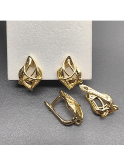 Швензы Огонь без фианитов, 16*12 мм, позолота