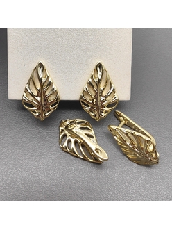 Швензы Лист без фианитов, 19 мм, позолота