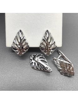 Швензы Лист без фианитов, 19 мм, родий