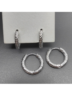 Серьги кольца с точками, конго, 17*3 мм, родий