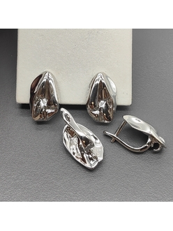 Швензы фри форм мятый, 17*10 мм, родий