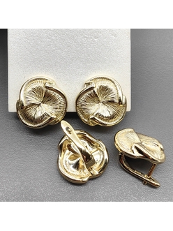 Швензы цветок без фианитов, 16 мм, позолота