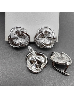 Швензы цветок без фианитов, 16 мм, родий