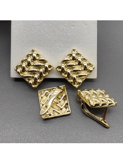 Швензы Ромб без фианитов, 17.5 мм, позолота