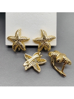 Швензы звезда сетка без фианитов, 18 мм, позолота