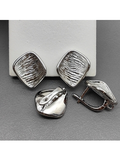 Швензы Ромб без фианитов, 17*15 мм, родий