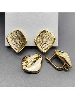 Швензы Ромб без фианитов, 17*15 мм, позолота