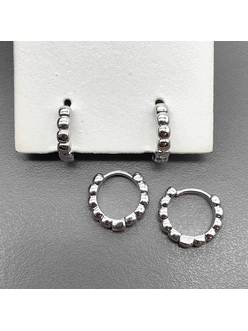 Серьги, конго, шарики, 11.5*2.7 мм, родий