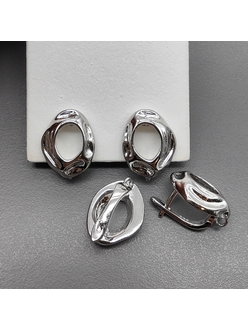 Швензы Овал без фианитов, 17.5*13 мм, родий