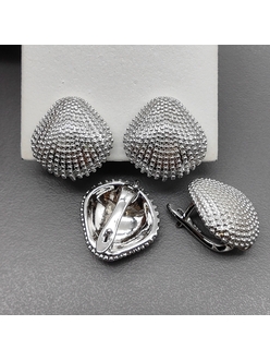 Швензы Морская ракушка точками без фианитов, 16.5 мм, родий