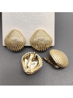 Швензы Морская ракушка точками без фианитов, 16.5 мм, позолота