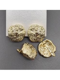 Швензы Круг мятый без фианитов, 17*16.5 мм, позолота