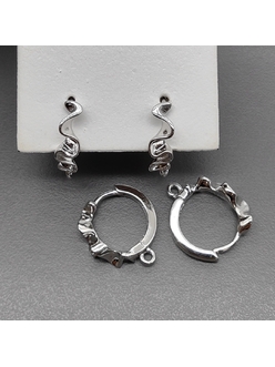 Швензы Волна без фианитов, 18*5 мм, родий