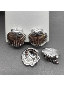 Швензы Морская ракушка, 16*17 мм, родий