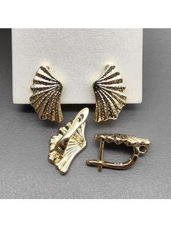 Швензы Веер без фианитов, 18*10 мм, позолота