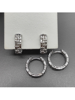 Серьги, конго, сетка, 16*5 мм, родий