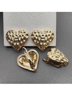 Швензы Сердце без фианитов, 16.5*17 мм, позолота
