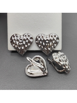 Швензы Сердце без фианитов, 16.5*17 мм, родий