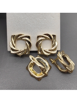 Швензы Квадрат красивый без фианитов, 16 мм, позолота