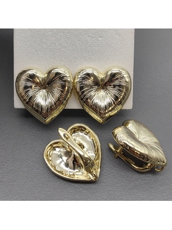 Швензы красивое Сердце без фианитов, 18 мм, позолота