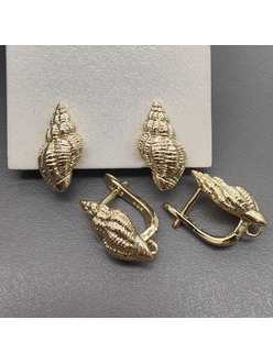 Швензы Ракушка без фианитов, 17*8 мм, позолота